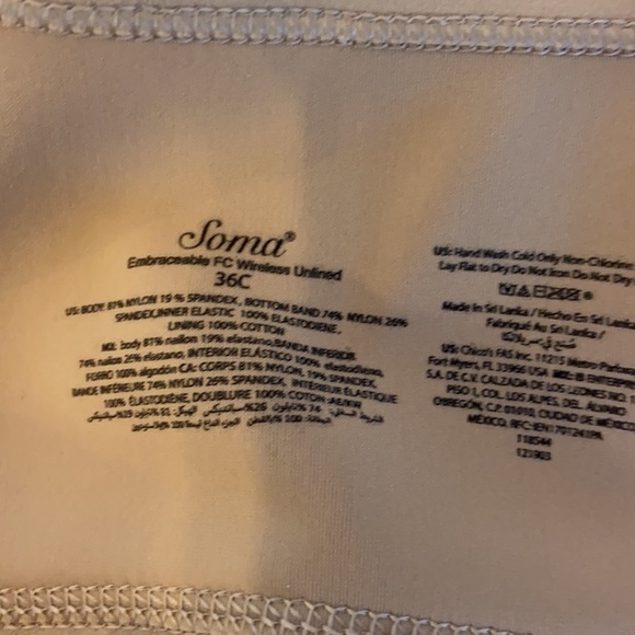 NWT Soma Tan Wireless Unlined 36C Bra - Picture 7 of 7